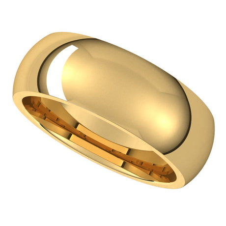 14K Yellow 7 mm Half Round Comfort Fit Band