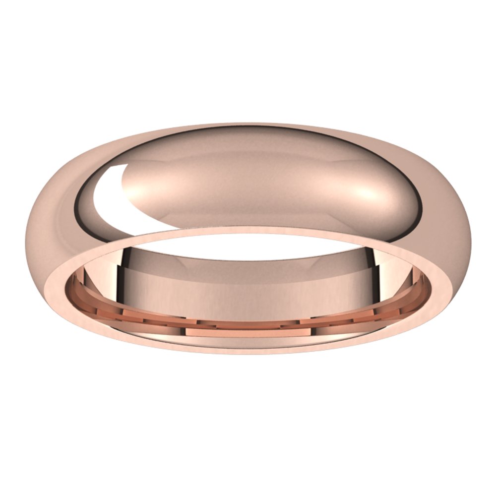 14K Rose 5 mm Half Round Comfort Fit Band