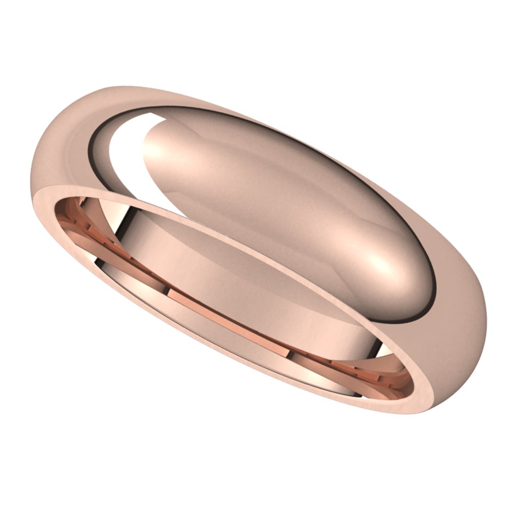 14K Rose 5 mm Half Round Comfort Fit Band