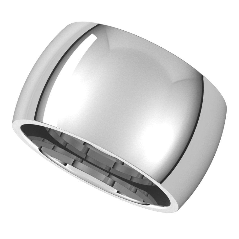 14K White 12 mm Comfort-Fit Half Round Band