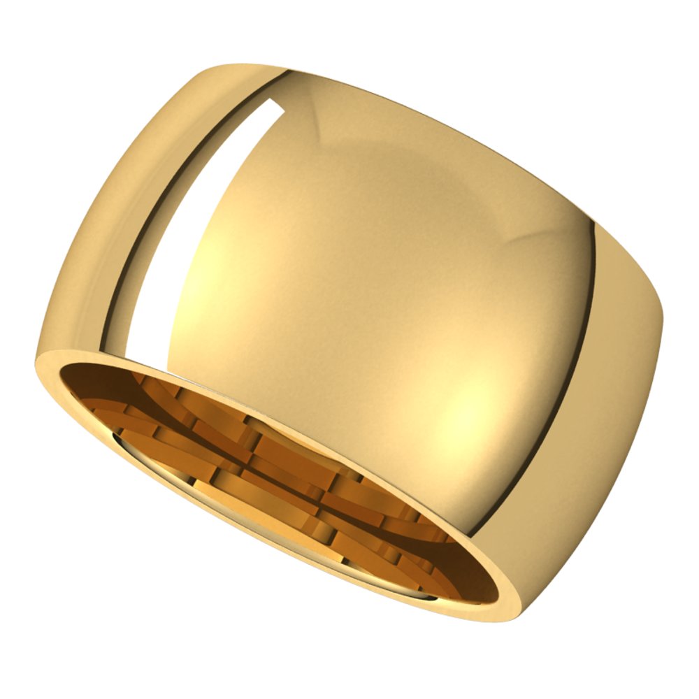 18K Yellow Gold 12 mm Comfort-Fit Half Round Band Size 8 