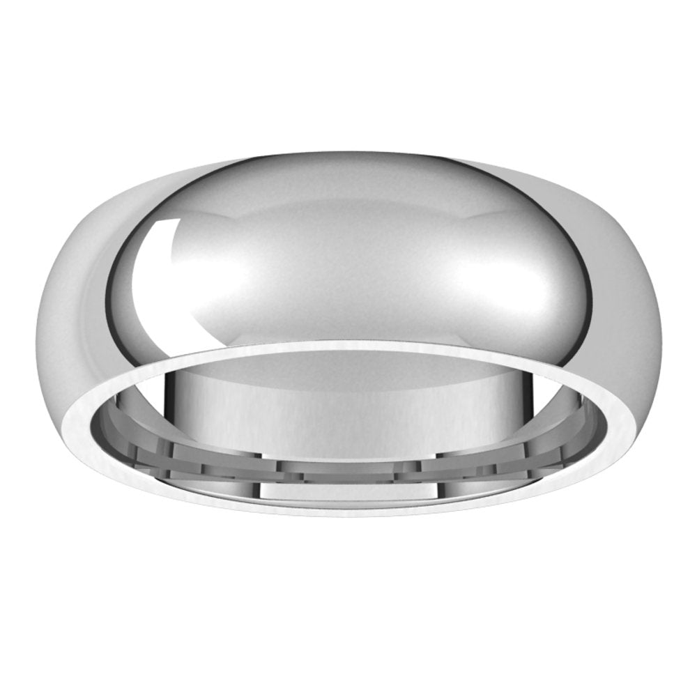 14K White 6.5 mm Comfort-Fit Half Round Band Size 5.5