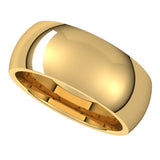 18K Yellow 8 mm Half Round Comfort Fit Band