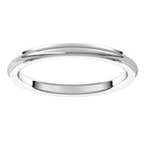 14K White 2 mm Stepped-Edge Comfort-Fit Half Round Band Size 6