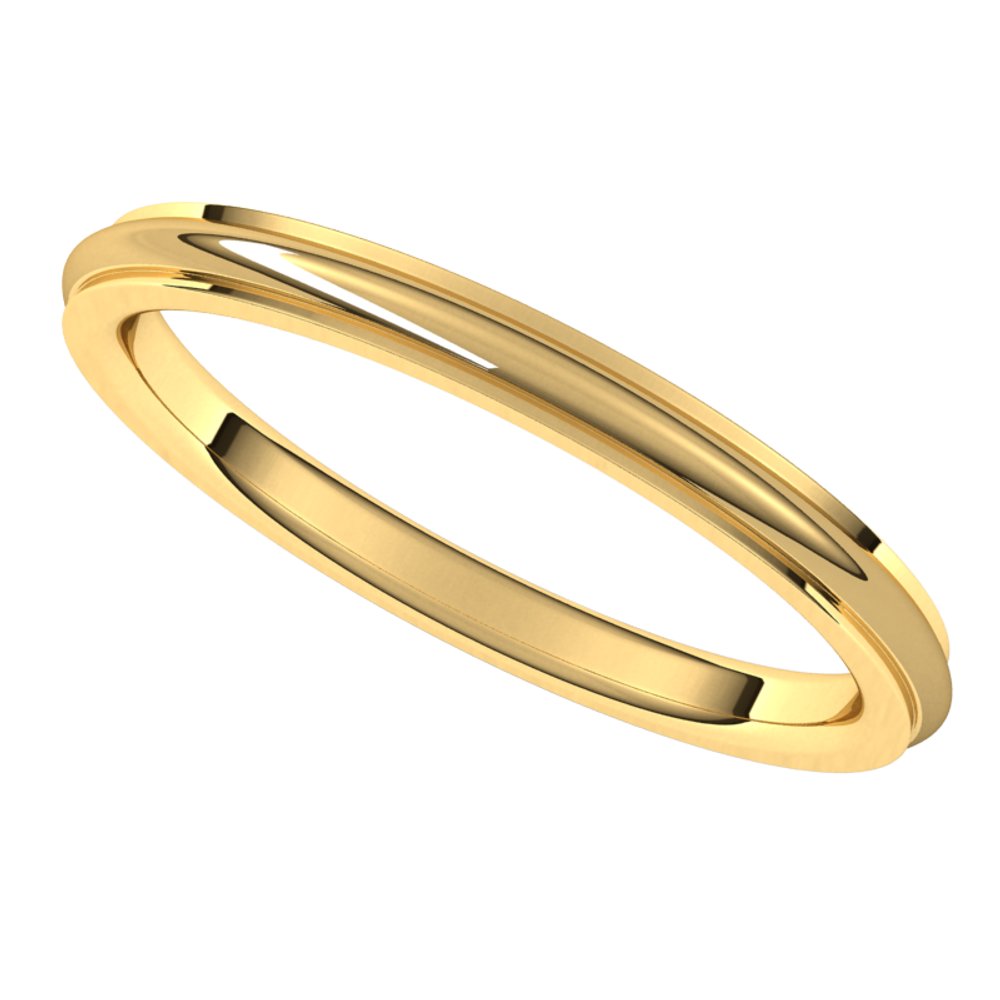 14K Yellow 2 mm Comfort Fit Edge Band