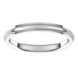 14K White 2.5 mm Stepped-Edge Comfort-Fit Half Round Band Size 7