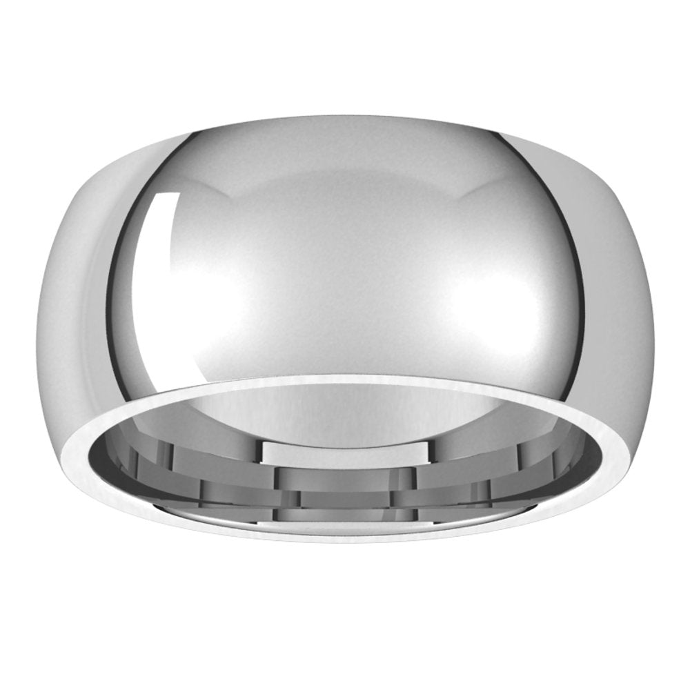 14K White Gold 9 mm Comfort-Fit Half Round Band Size 11.5 