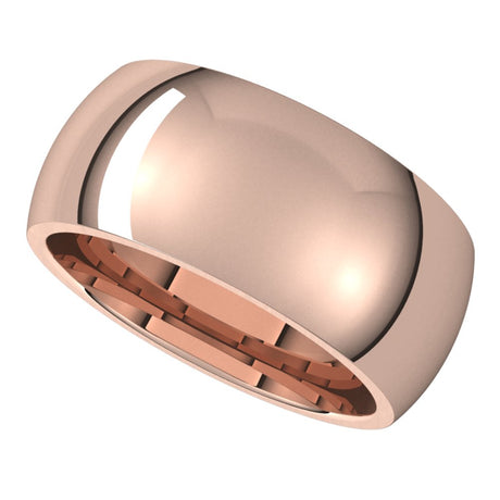 14K Rose Gold 9 mm Comfort-Fit Half Round Band Size 11 