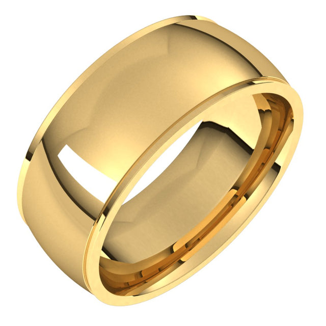 18K Yellow 8 mm Stepped-Edge Comfort-Fit Half Round Band Size 12.5