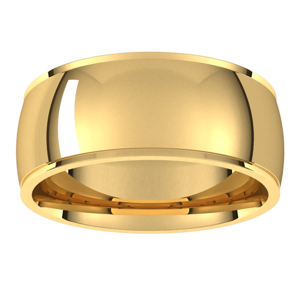 18K Yellow 8 mm Stepped-Edge Comfort-Fit Half Round Band Size 12.5