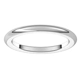 14K White 2 mm Half Round Comfort Fit Heavy Band Size 6