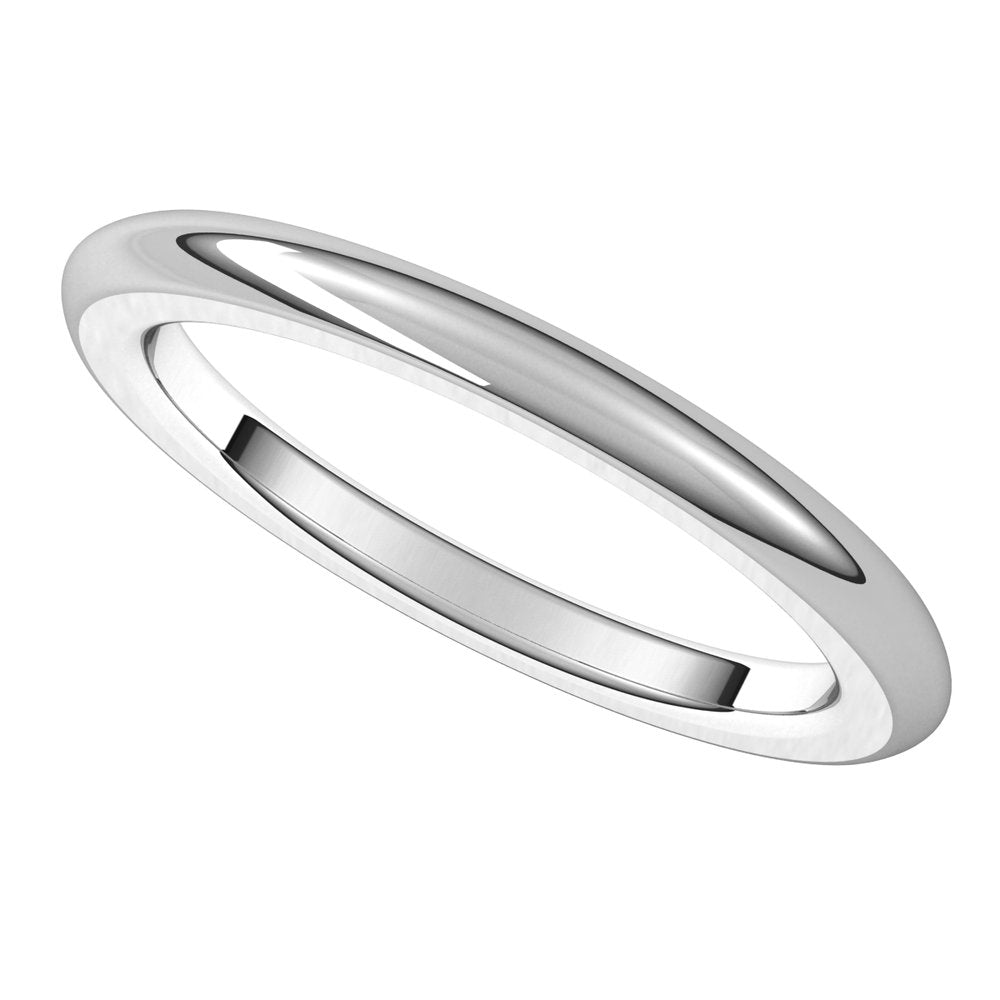 Platinum 2 mm Half Round Comfort Fit Heavy Band