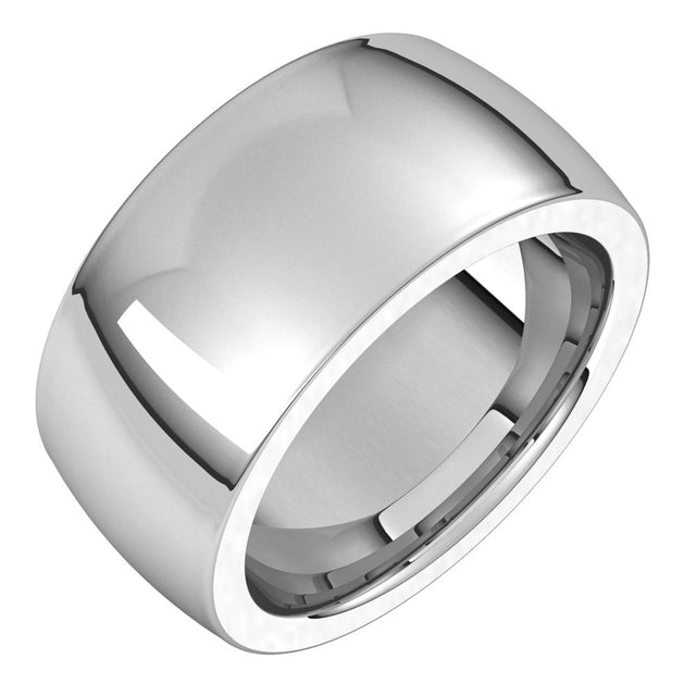 14K White 10 mm Heavyweight Comfort-Fit Half Round Band Size 11