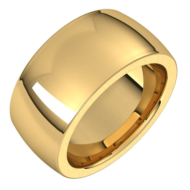 14K Yellow Gold 10 mm Heavyweight Comfort-Fit Half Round Band Size 9