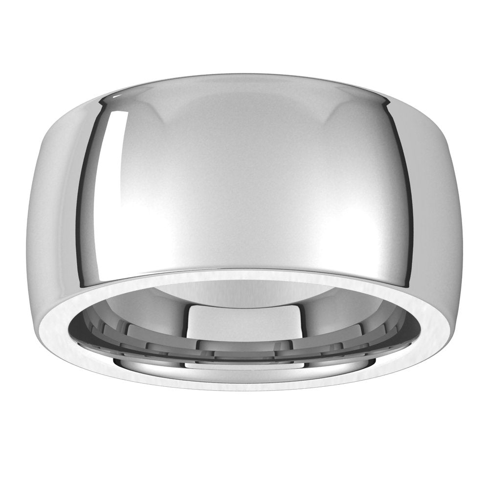 14K White 10 mm Heavyweight Comfort-Fit Half Round Band Size 11