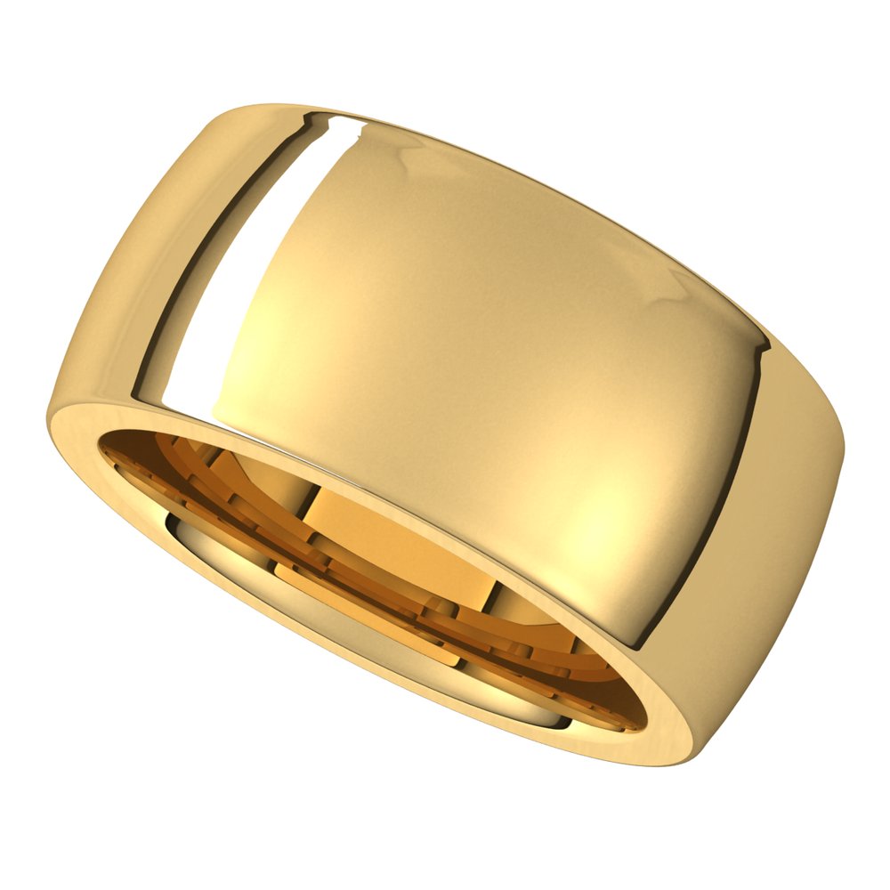 14K Yellow Gold 10 mm Heavyweight Comfort-Fit Half Round Band Size 9