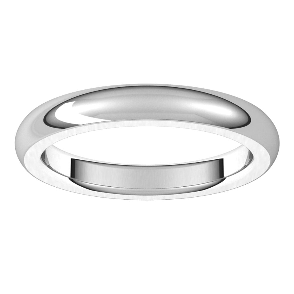 14K White 3 mm Half Round Comfort Fit Heavy Band