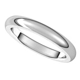 14K White 3 mm Half Round Comfort Fit Heavy Band