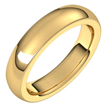 14K Yellow Gold 4.5 mm Heavyweight Comfort-Fit Half Round Band Size 9