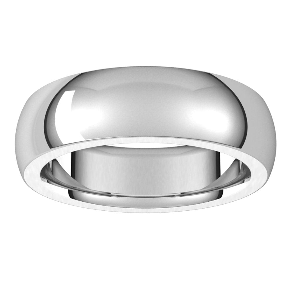 Platinum 6 mm Half Round Comfort Fit Heavy Band