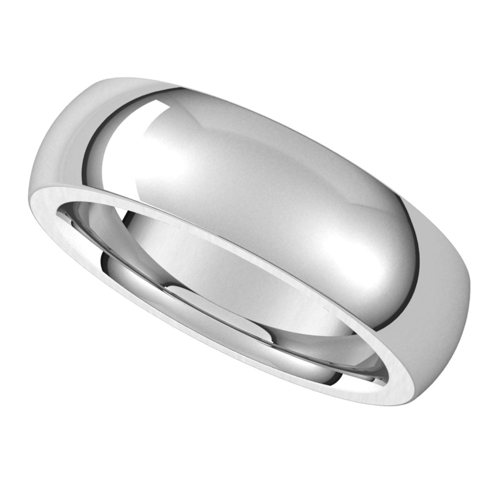 Sterling Silver 6 mm Half Round Comfort Fit Heavy Band