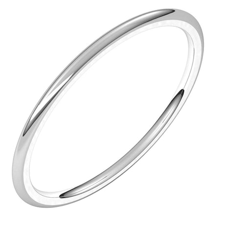 Platinum 1 mm Half Round Comfort Fit Light Band Size 6