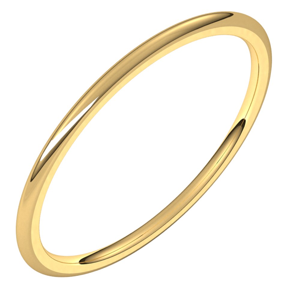 14K Yellow 1 mm Half Round Comfort Fit Light Band Size 5