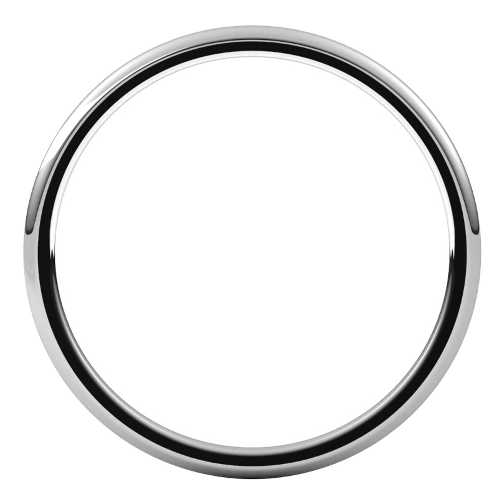 14K White 1 mm Half Round Comfort Fit Light Band