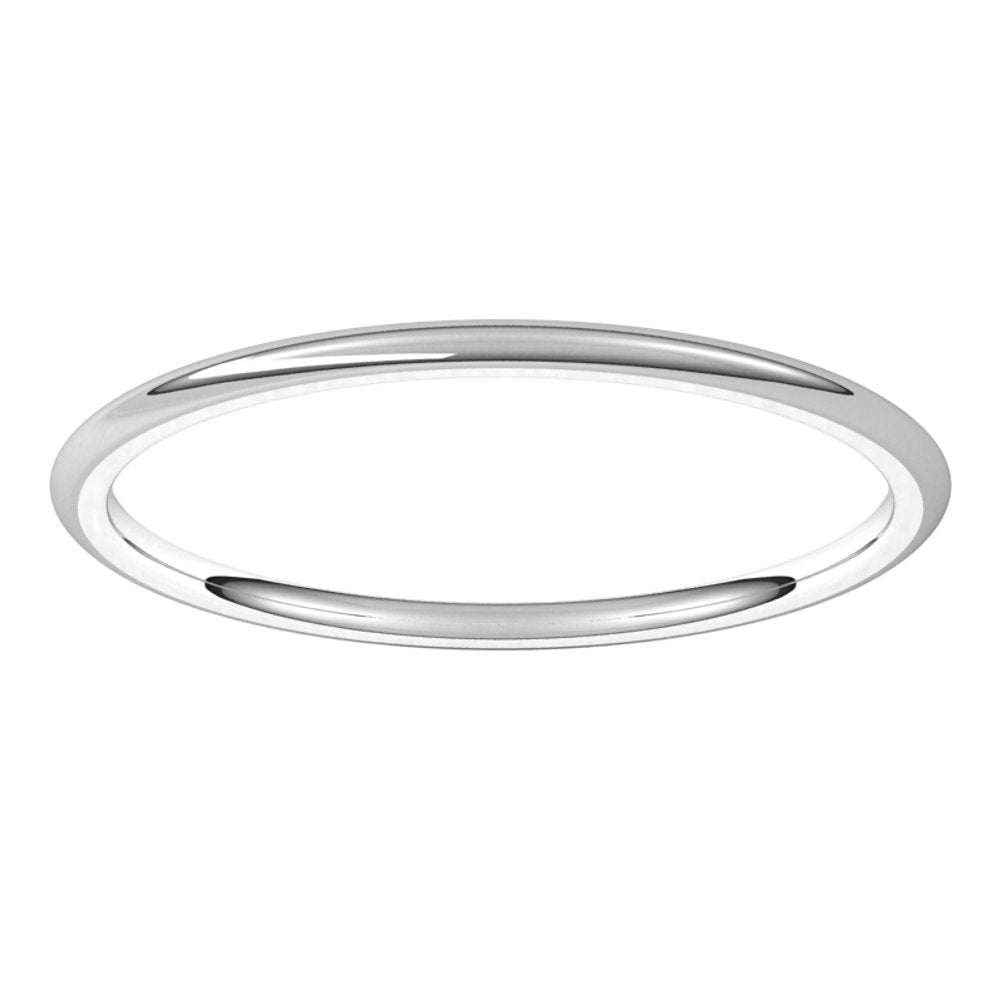 14K White 1 mm Half Round Comfort Fit Light Band