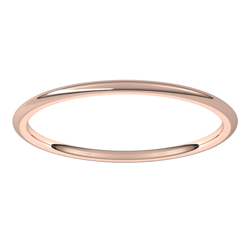 14K Rose 1 mm Half Round Comfort Fit Light Band Size 6