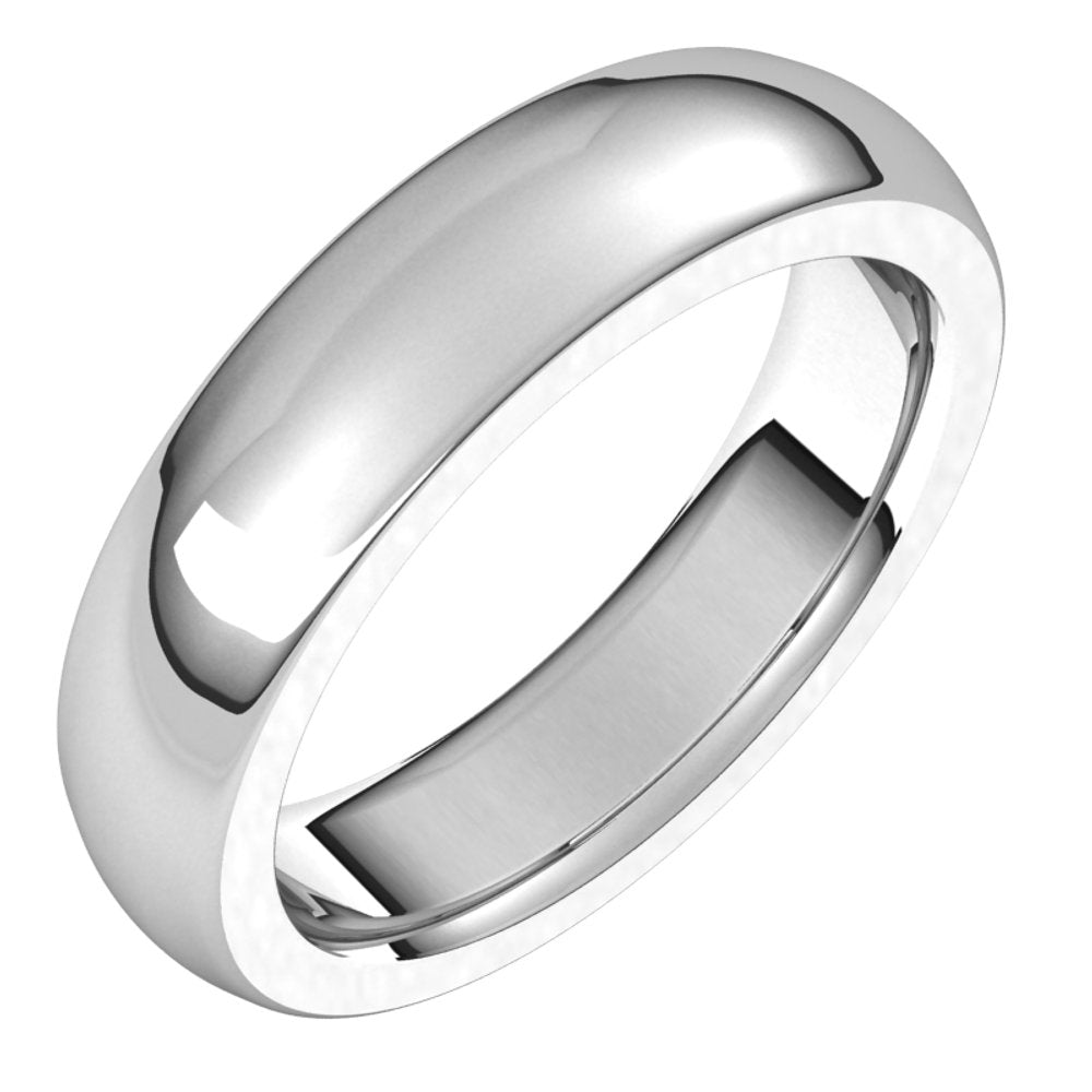 14K White 5 mm Half Round Comfort Fit Heavy Band Size 5