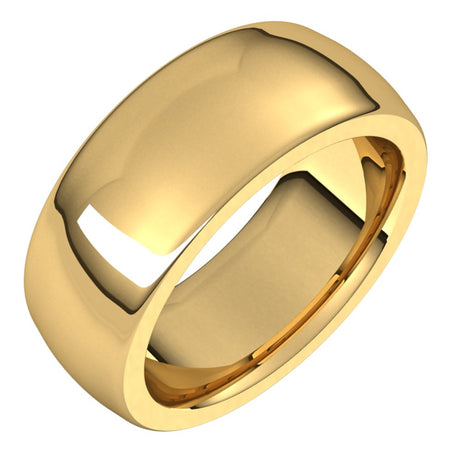 14K Yellow Gold 8 mm Heavyweight Comfort-Fit Half Round Band Size 6