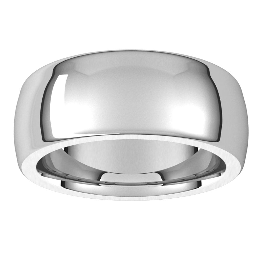 14K White 8 mm Half Round Comfort Fit Heavy Band