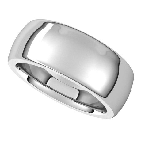 Continuum Sterling Silver 8 mm Heavyweight Comfort-Fit Half Round Band Size 7