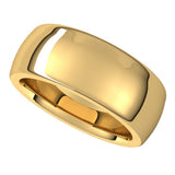 14K Yellow Gold 8 mm Heavyweight Comfort-Fit Half Round Band Size 7.5