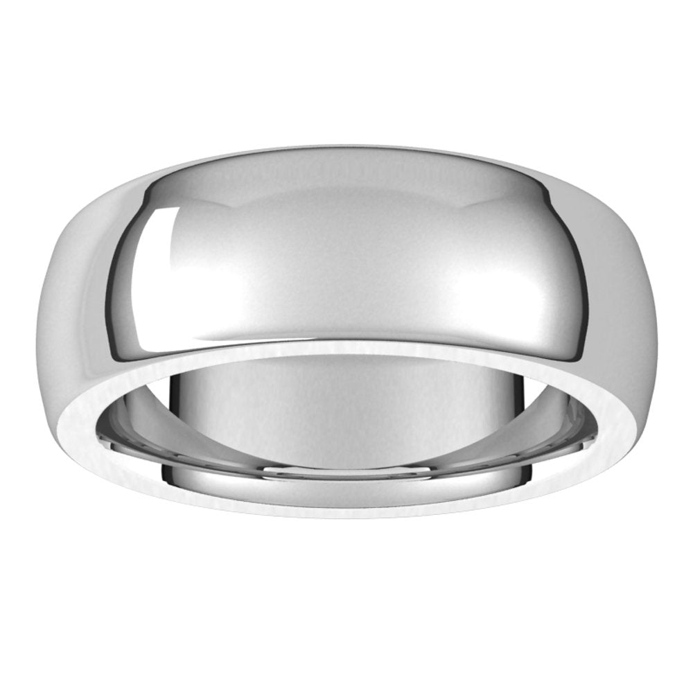 Sterling Silver 7 mm Half Round Comfort Fit Heavy Band