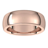 14K Rose 7 mm Half Round Comfort Fit Heavy Band Size 9.5