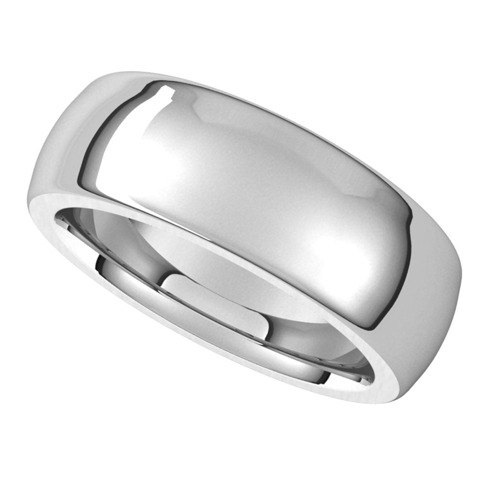 Sterling Silver 7 mm Half Round Comfort Fit Heavy Band