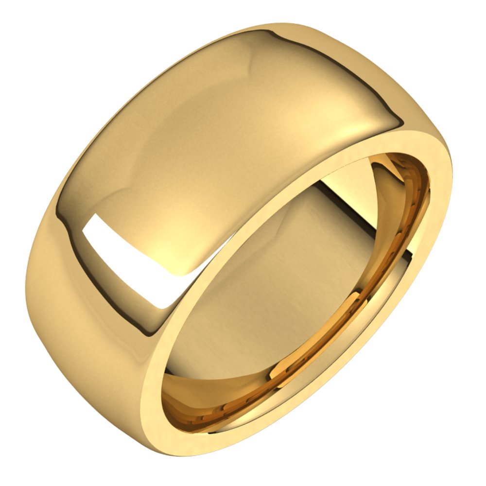 14K Yellow Gold 9 mm Heavyweight Comfort-Fit Half Round Band Size 12