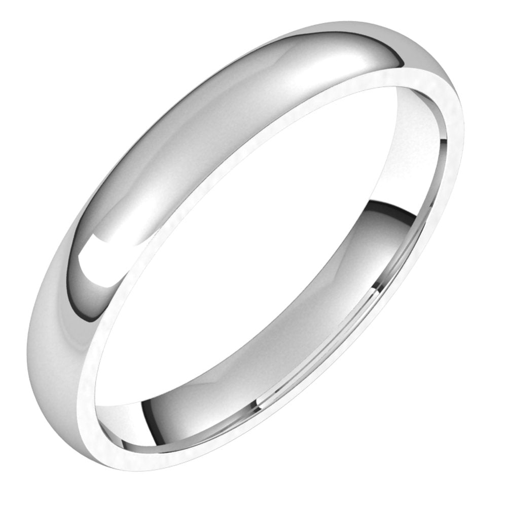 Platinum 3 mm Lightweight Comfort-Fit Half Round Band Size 10