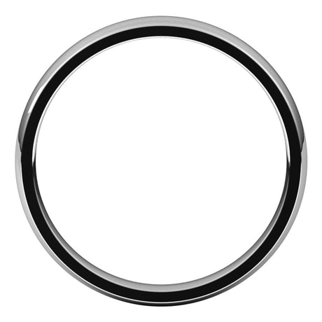 Platinum 3 mm Lightweight Comfort-Fit Half Round Band Size 10