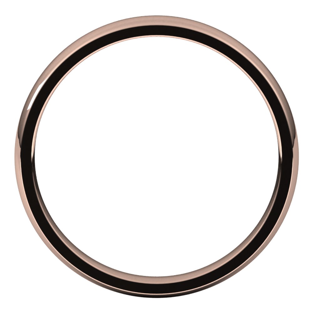 14K Rose 3 mm Half Round Comfort Fit Light Band