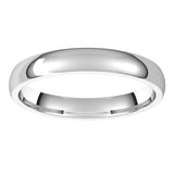 Platinum 3 mm Lightweight Comfort-Fit Half Round Band Size 10