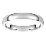 14K White 3 mm Lightweight Comfort-Fit Half Round Band Size 10