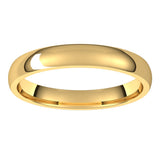 18K Yellow 3 mm Half Round Comfort Fit Light Band