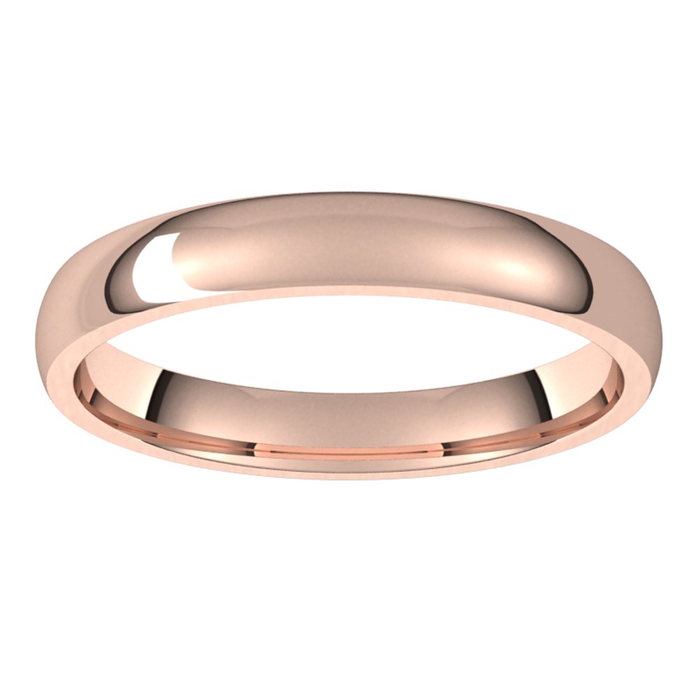 18K Rose 3 mm Half Round Comfort Fit Light Band