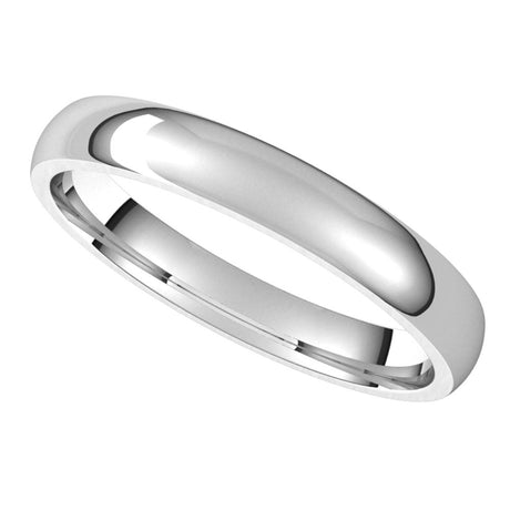 18K White 3 mm Lightweight Comfort-Fit Half Round Band Size 5.5