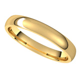 18K Yellow 3 mm Half Round Comfort Fit Light Band