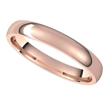 18K Rose 3 mm Half Round Comfort Fit Light Band