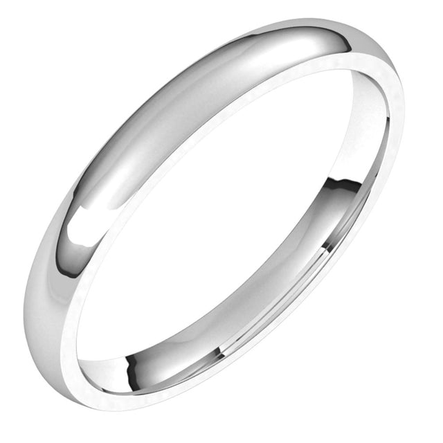 14K White 2.5 mm Lightweight Comfort-Fit Half Round Band Size 3.5